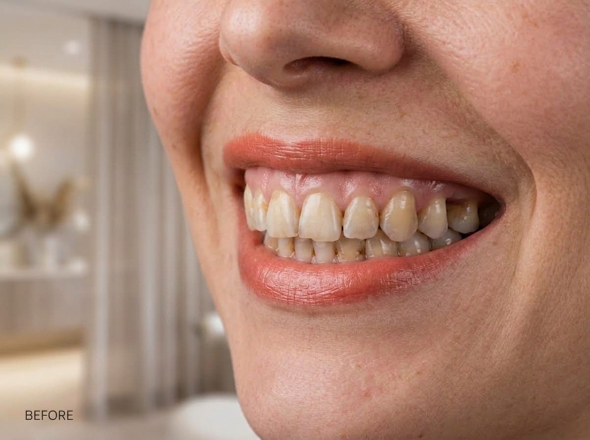 Öncesi - Hollywood Smile E-Max Cam Seramik Restorasyonu